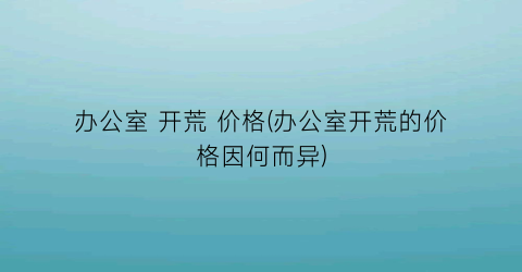 办公室 开荒 价格(办公室开荒的价格因何而异)